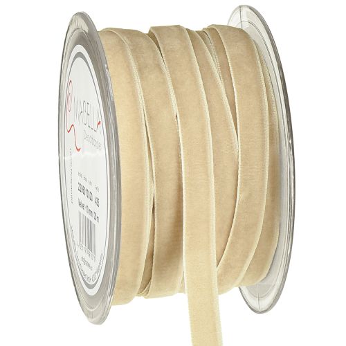 Dekorativt bånd fløyelsbånd gavebånd fløyel beige 10mm 20m