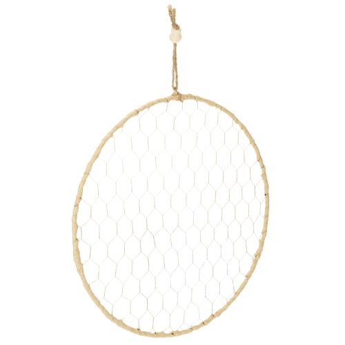 Floristik24 Dekorativ metallring Ø38 cm, hengende dekorasjon, raffia, sølv, naturlig, bohemsk veggdekorasjon, allsidig dekorasjon, 4 deler