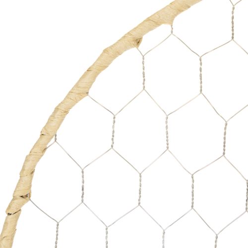 gjenstander Dekorativ metallring Ø38 cm, hengende dekorasjon, raffia, sølv, naturlig, bohemsk veggdekorasjon, allsidig dekorasjon, 4 deler