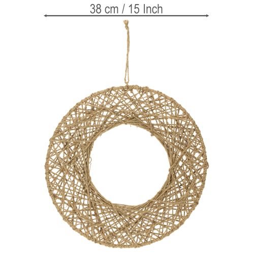 gjenstander Dekorative juteringer, naturlig stil, hengende dekorasjon, bohemsk stil, Ø38 cm, 2 stk., metallringer, veggdekorasjon, vindusdekorasjon