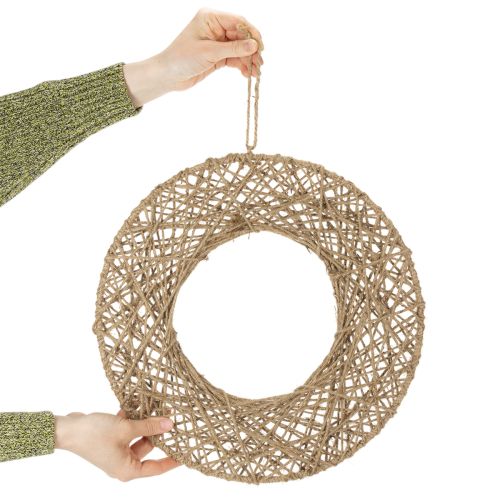 gjenstander Dekorative juteringer, naturlig stil, hengende dekorasjon, bohemsk stil, Ø38 cm, 2 stk., metallringer, veggdekorasjon, vindusdekorasjon