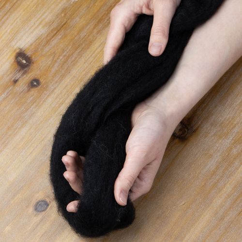 gjenstander Dekorativ ull, ullsnor, tovet ull til kreativt håndverk og blomsterdekorasjon, 2m, svart