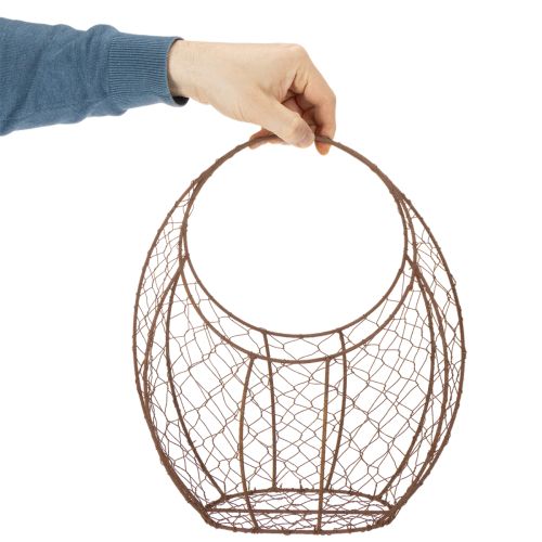 Trådkurv, metallplantekasse, vårdekorasjon, påskekurv, brun, rustfarget, H34 cm L30 cm | Floristik24.no