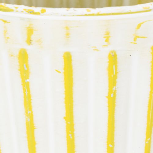 gjenstander Bøtte til planting, blomsterkasse med håndtak, metalldekorasjon rosa/grønn/gul shabby chic Ø16,5 cm H15 cm 3-delt sett