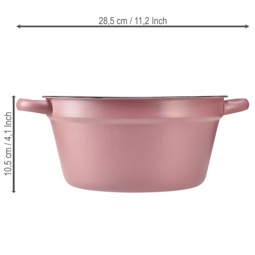 gjenstander Bøtte med håndtak, metallplantekasse, rosa, Ø22,5 cm, H10,5 cm