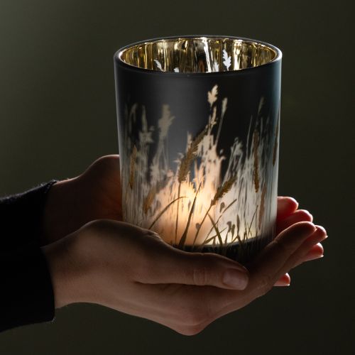 gjenstander Elegant dekorativ lykt med gressmotiv for koselige boligtilbehør, 12,5 cm, 2 stk.