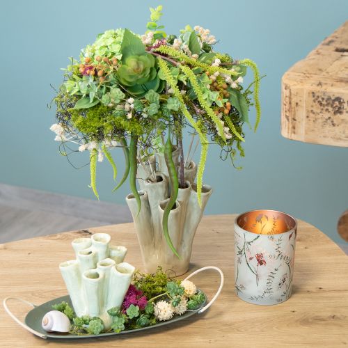 gjenstander Elegant lysestake med blomstermotiv for harmonisk romdesign, 12,5 cm, 2 stk.