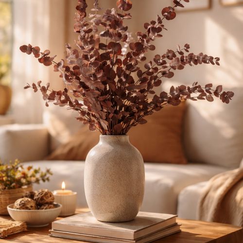 gjenstander Eukalyptusgrener, konservert eukalyptus, tørkede blomster, røde, 75 cm, 150 g