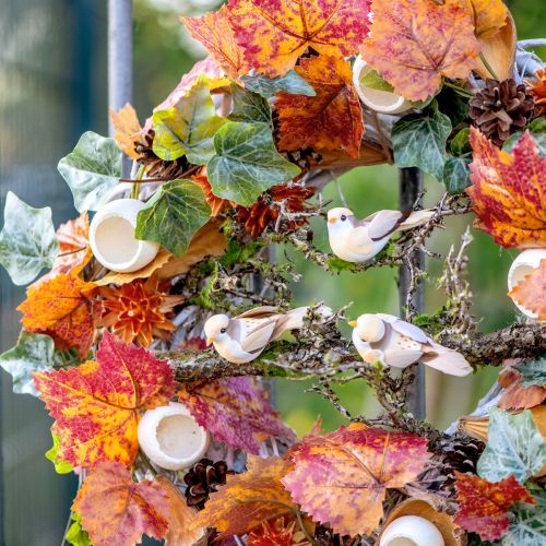 Floristik24 Fjærfugl på tråd, pyntefugl med fjær oransjebrun 4cm 12 stk