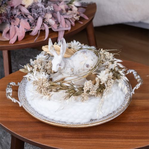 Floristik24 Filtdekorasjonsullkrans i hvitt til oppheng Ø25 cm