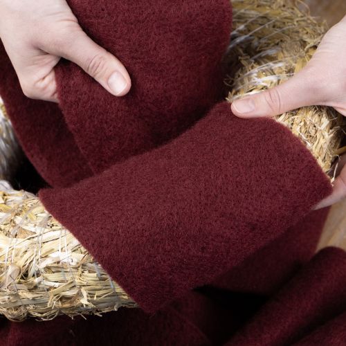 gjenstander Filtbånd i ull, mørkerødt, 15 cm x 5 m, til dekorasjon og hobbyarbeid