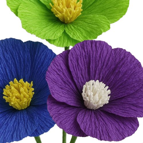 Blomsterdekorert kreppapir mørk lilla 50x250cm