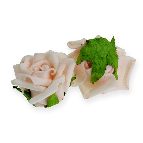 Floristik24 Skum rose blomst krem 5cm med nål 12stk