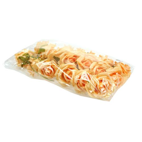 Floristik24 Skumrose Ø 8cm aprikos 18 stk