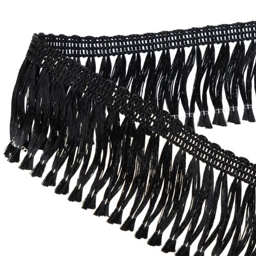 gjenstander Svart frynset bånd 4 cm, kordonkant, dekorativ frynset lurex 25 m