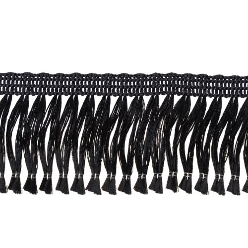 gjenstander Svart frynset bånd 4 cm, kordonkant, dekorativ frynset lurex 25 m