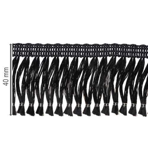 gjenstander Svart frynset bånd 4 cm, kordonkant, dekorativ frynset lurex 25 m