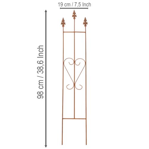 gjenstander Hageespalier, dekorativ hjerteformet plantestøtte for klatreplanter, 98 cm
