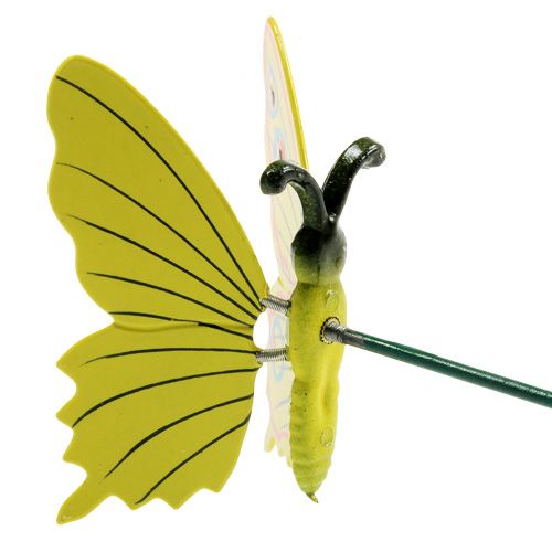 gjenstander Sommerfugl på pinne 17cm gul