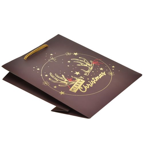 gjenstander Gavepose julegevir brun/gull 18x10x23cm 2stk