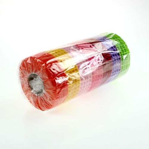 Floristik24 Rutebånd 3cm x 10m fargerik 7stk