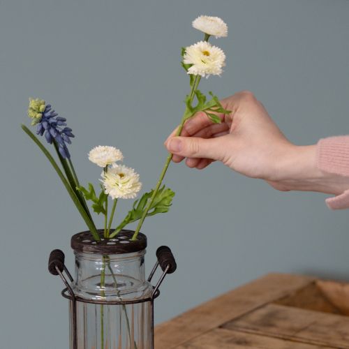 gjenstander Glassflaske i metallkurv, ideell for dekorative detaljer i stuen, 20 cm