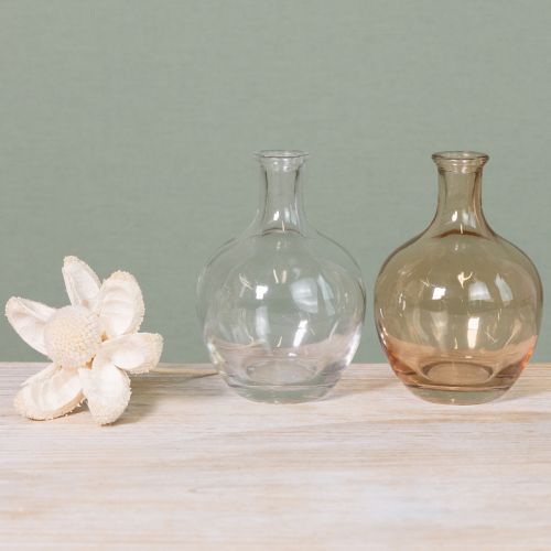 gjenstander Minivase i glassflaske, ravfarget og klar, Ø7,5 cm, H11 cm, 4 stk.