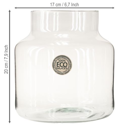 gjenstander Glassvase Rund Blomstervase Stor 100 % Resirkulert Glass H20 Ø17cm
