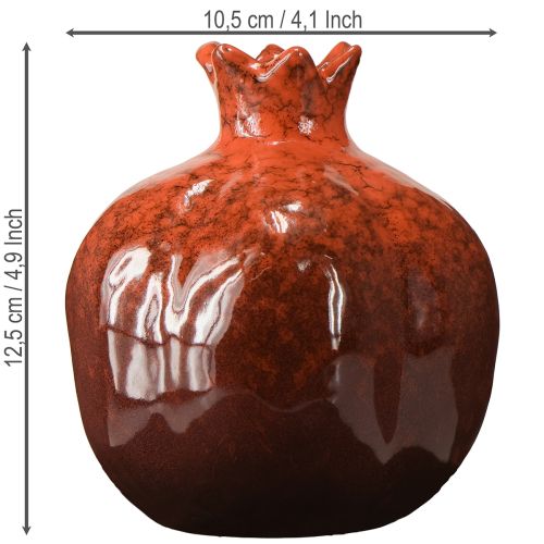 Dekorativ vase i granateple keramikk rødbrun Ø10,5 cm H12 cm | Floristik24.no