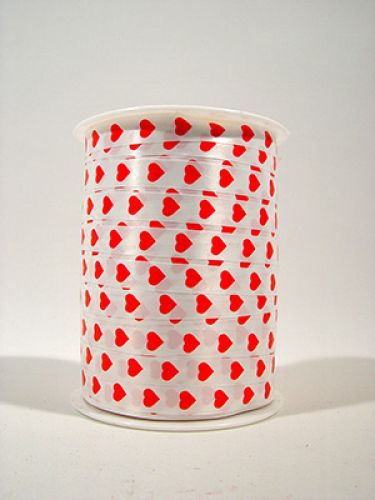 Floristik24 Hjertebånd hvit/rød 10mm Simpatia 250m