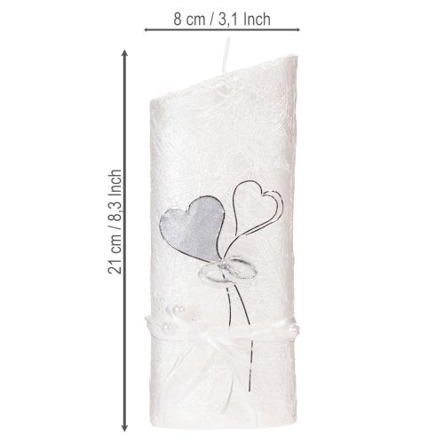 gjenstander Bryllupslys, sølvbryllupslys, hvitt lys 210/85 mm