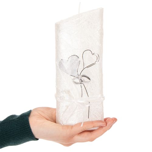 gjenstander Bryllupslys, sølvbryllupslys, hvitt lys 210/85 mm