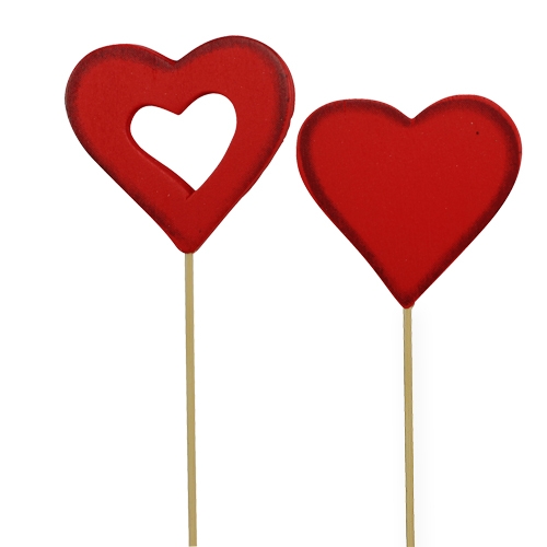 Floristik24 Trehjerte 5cm rødt 24stk