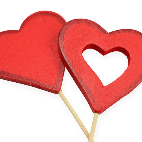 Floristik24 Trehjerte 5cm rødt 24stk