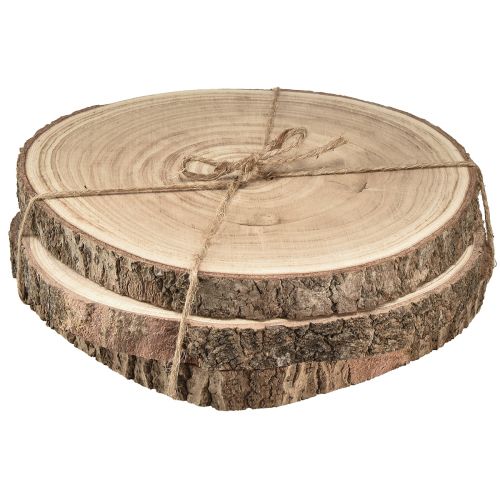 gjenstander Naturlige Paulownia-treskiver, Ø26-28 cm, sett med 3 til DIY, dekorasjon, bryllup