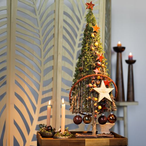 gjenstander Trestjerner dekorative stjerner røde spredt dekorasjon blank effekt Ø5cm 12 stk