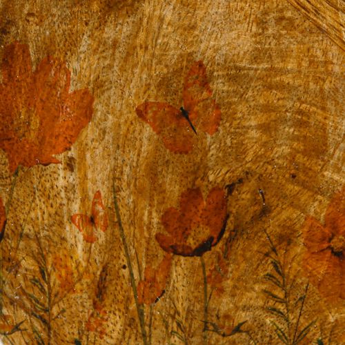 gjenstander Tretallerken Blomster Sommerfugl Naturrosa Ø15cm 3stk