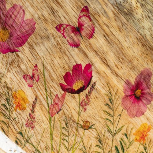 gjenstander Tretallerkener med blomster og sommerfugler, naturrosa, Ø15 cm, 3 stk.