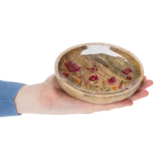 gjenstander Tretallerkener med blomster og sommerfugler, naturrosa, Ø15 cm, 3 stk.