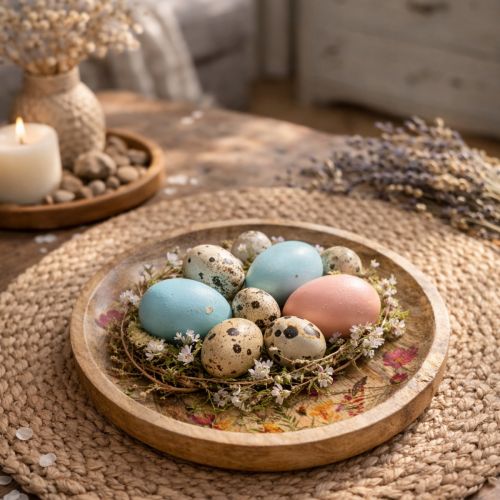 gjenstander Tretallerkener med blomster og sommerfugler, naturrosa, Ø15 cm, 3 stk.