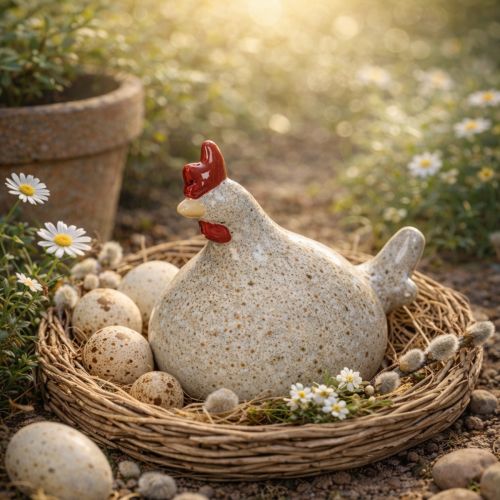 gjenstander Keramisk kyllingfigur, morsomt design for stilig hjemmedekorasjon, 16 cm, 2 stk.