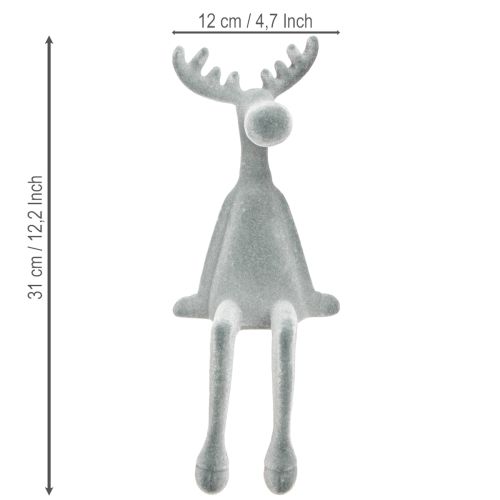 Dekorativ kantsitter for Elk, H31 cm, grå, 3 stk. | Floristik24.no