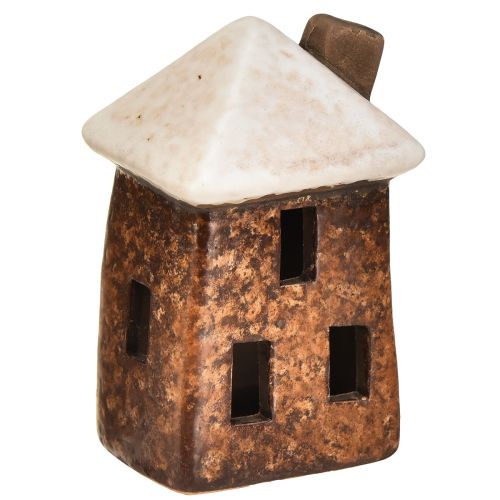 Floristik24 Sjarmerende sett med 3 keramiske hus - forskjellige farger, 9 cm - stemningsfull belysning dekorasjon for hvert rom - 3 deler