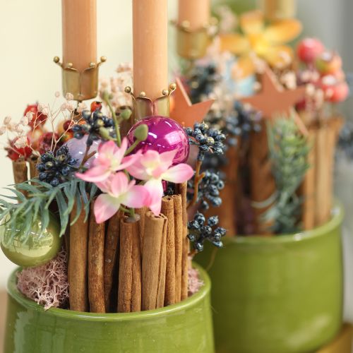 gjenstander Lysestake krone gyllen, pinnelysholder metall 4 stk