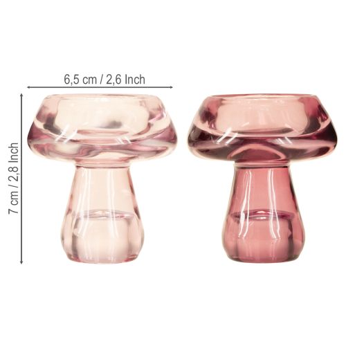 gjenstander Lysestake sopp telysholder glass bær Ø6,5 cm H7 cm 2 stk