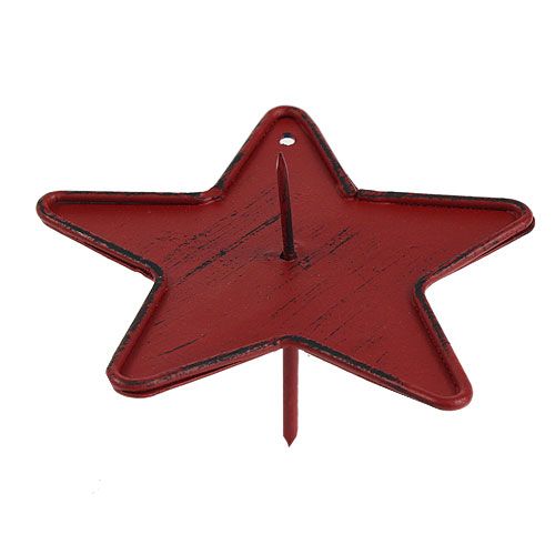 Floristik24 Stearinlysholder stjerne for å stikke 9 cm rød