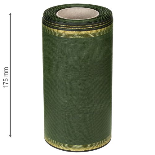 gjenstander Elegant moiré-kransbånd, 175 mm, mørkegrønt med perlekant og taftvev for festlige anledninger