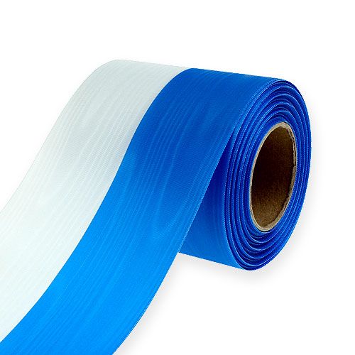 gjenstander Kransbånd moiré blå-hvit 100 mm