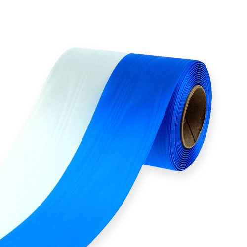 Kransbånd moiré blå-hvit 125 mm