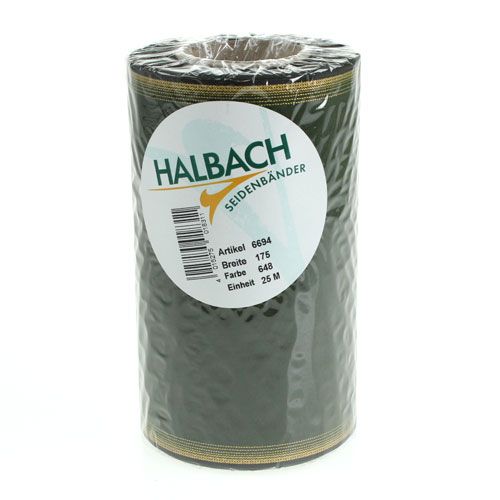 gjenstander Elegant moiré-kransbånd, 175 mm, mørkegrønt med perlekant og taftvev for festlige anledninger